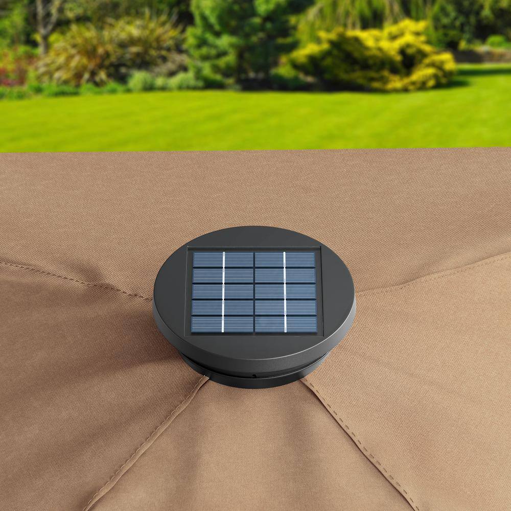 Brown Steel Frame Pop-Up Gazebo with Solar LED Lighting