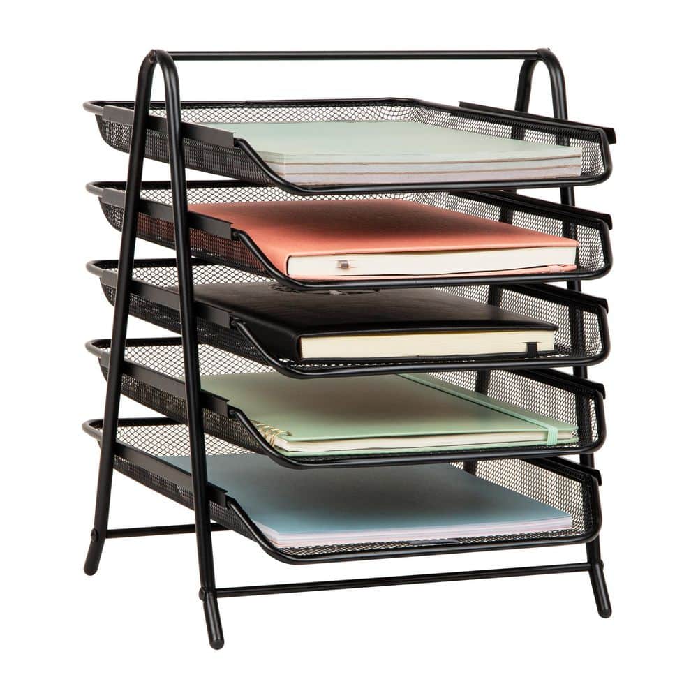 11.75 in. L x 14 in. W x 14.5 in. H 5-Tier Paper Tray, Desktop Organizer, File Storage, Black price history on PriceWatchPro