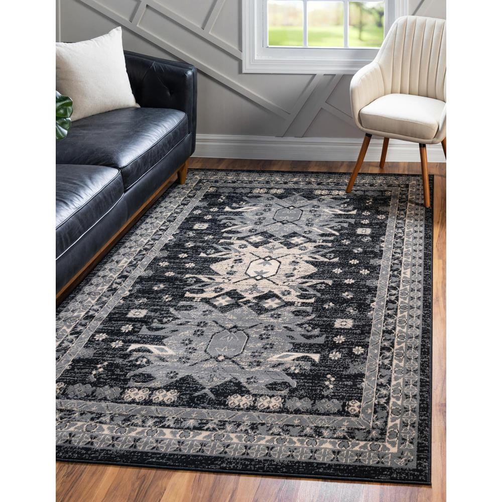 Handmade Black Synthetic 9' x 12' Rectangular Area Rug