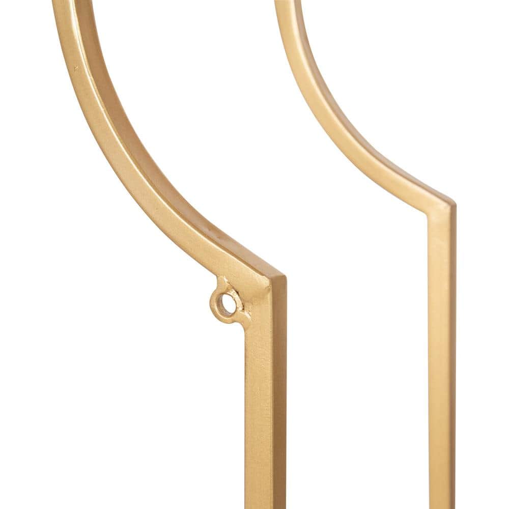 Elegant Gold and Glass Geometric Cube Wall Shelf, 25.5"