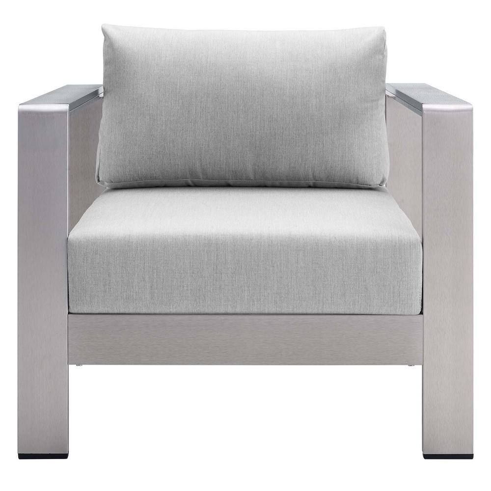 Gray Aluminum Outdoor Accent Chair with Cushions