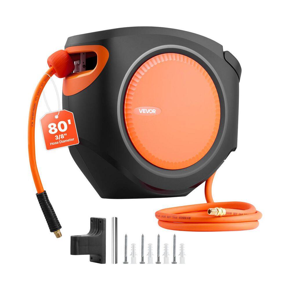 Retractable Air Hose Reel, 3/8 in. x 80 ft. Hybrid Air Hose Max 300 PSI, Enclosed Air-Compressor Hoses Reel Auto Rewind price history on PriceWatchPro