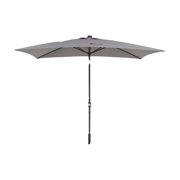 Unbranded 10 ft. x 6.5 ft. Mental Market Patio Umbrella with LED Light in Gray