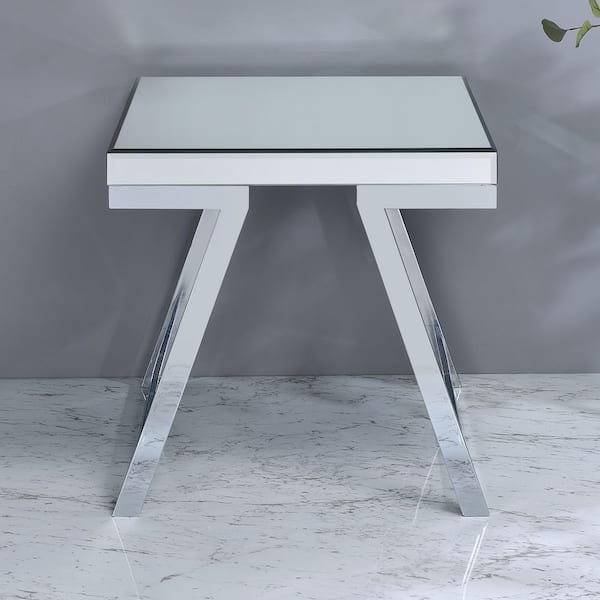 Alfresco 22 in. Chrome Square Mirrored Top End Table
