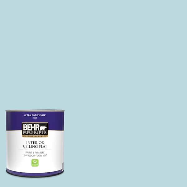 BEHR PREMIUM PLUS 1 qt. #S460-1 Air Blue Ceiling Flat Interior Paint