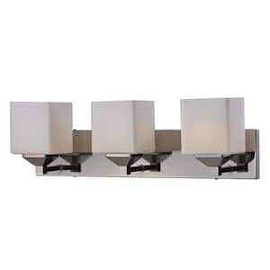 Lawrence 24 in. 3-Light Chrome and Matte Opal Incandescent Bath Vanity Light