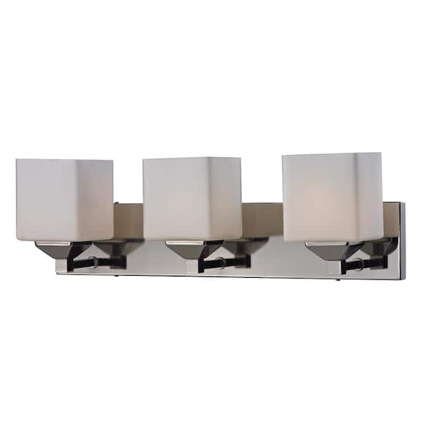 Unbranded Lawrence 24 in. 3-Light Chrome and Matte Opal Incandescent Bath Vanity Light