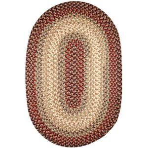 Ombre Spanish Red 2 ft. x 4 ft. Oval Indoor/Outdoor Braided Area Rug