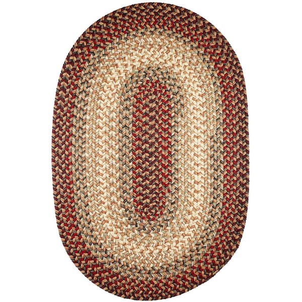 Ombre Spanish Red 7 ft. x 9 ft. Oval Indoor/Outdoor Braided Area Rug