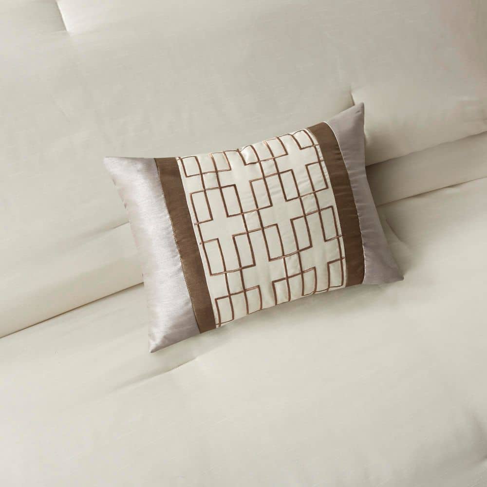 Taupe and Brown Queen Microfiber 7-Piece Comforter Set