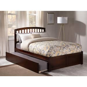 Richmond Full Platform Bed with Flat Panel Foot Board and Full Size Urban Trundle Bed in Walnut