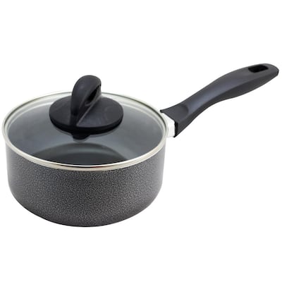 Clairborne 1.5 qt. Aluminum Nonstick Sauce Pan in Charcoal Grey with Glass Lid