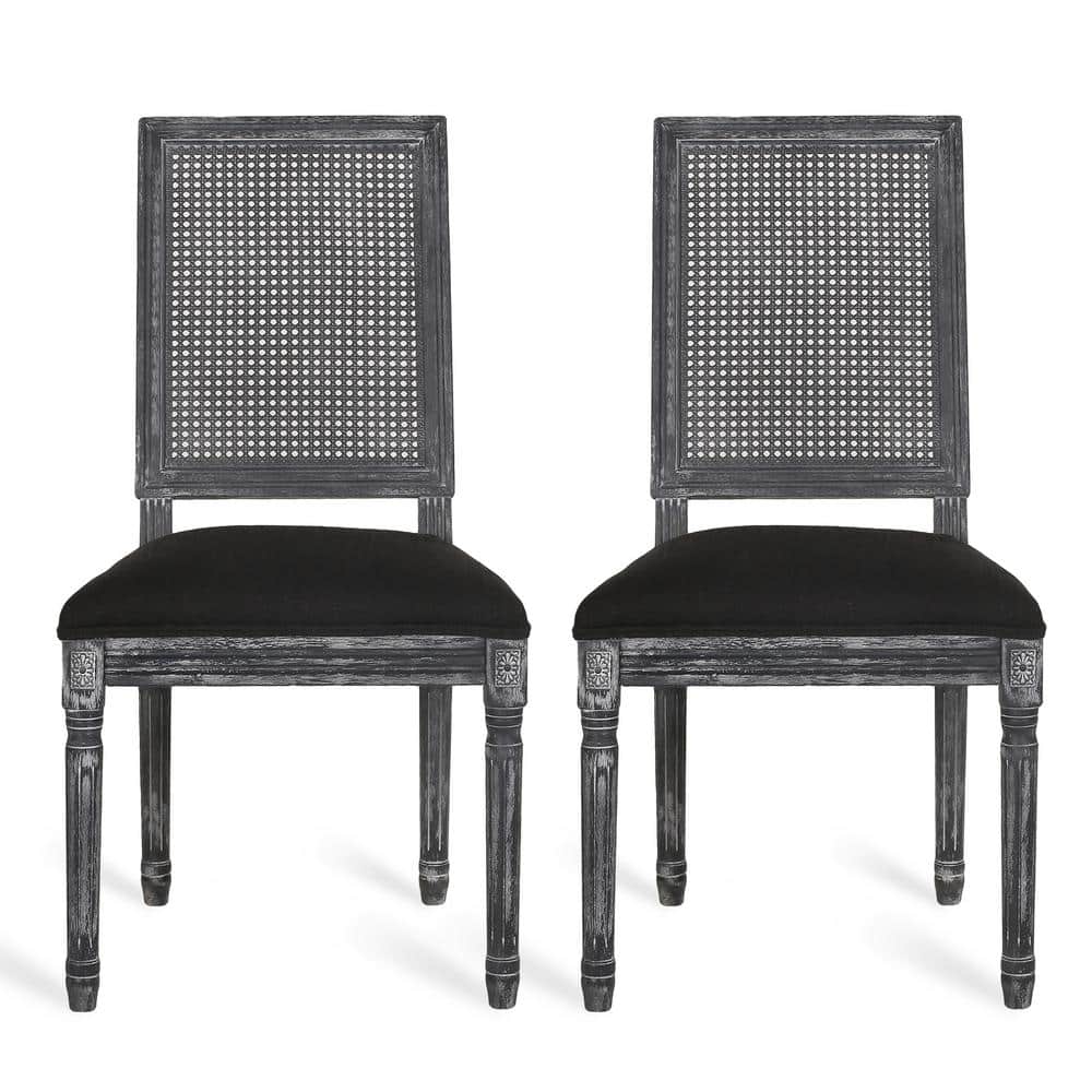 Noble House Beckstrom Black and Gray Upholstered Dining Chair (Set of 2 ...