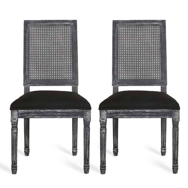 Noble House Beckstrom Black and Gray Upholstered Dining Chair (Set of 2)