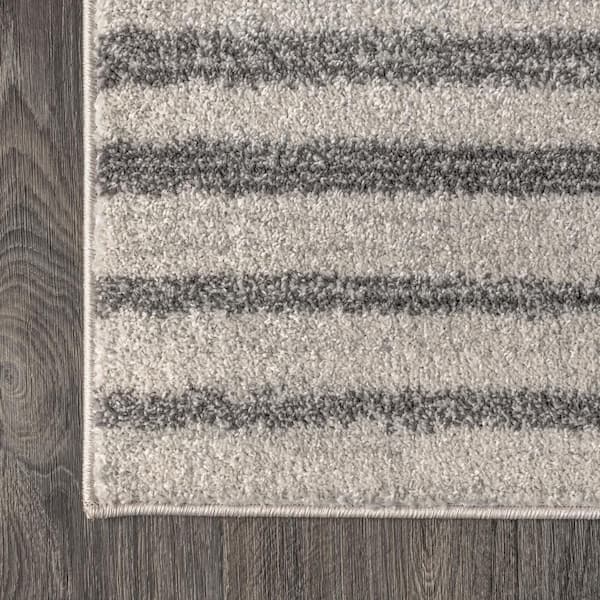 JONATHAN Y Lyla Offset Stripe Gray/Cream 2 ft. x 8 ft