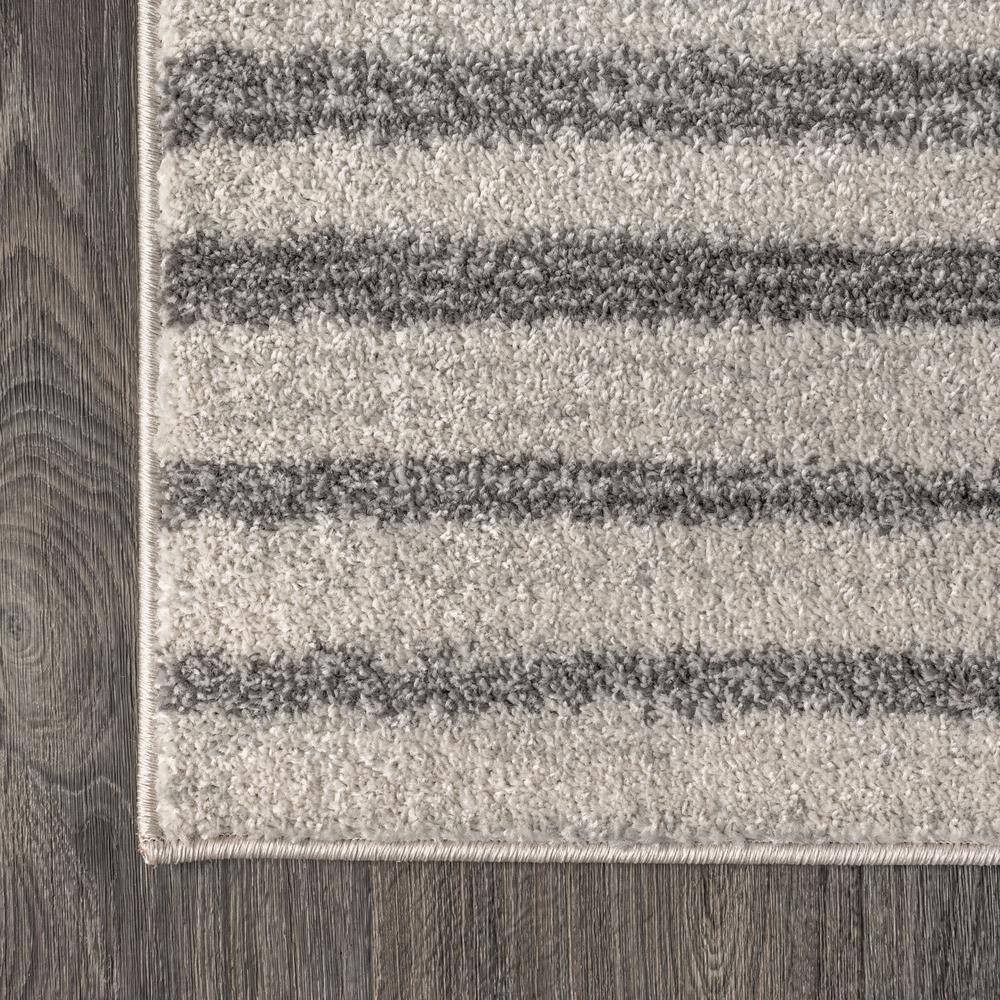 Gray and Ivory Striped Synthetic 8' x 10' Area Rug
