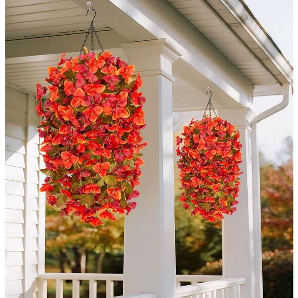 11 in. Orange Indoor/Outdoor Artificial Bougainvillea Flower-2