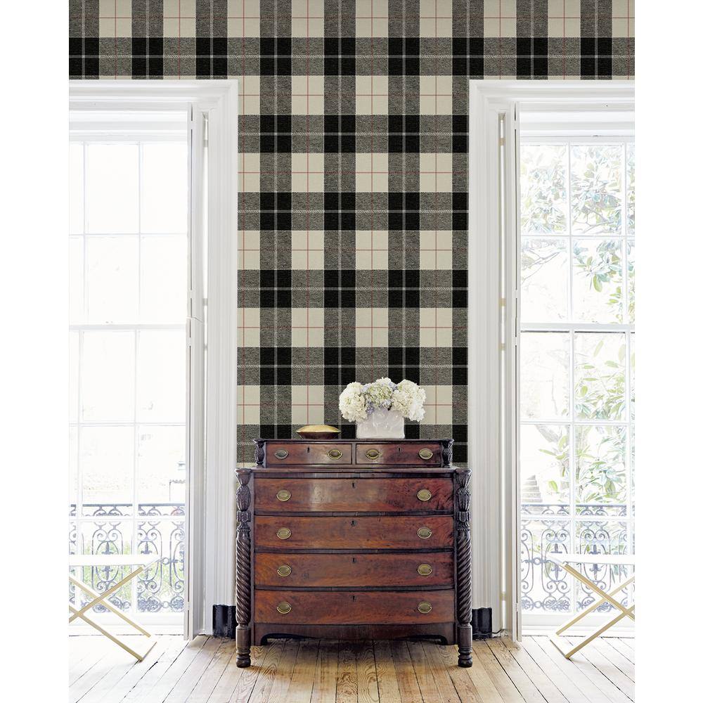 Blacksmith & Red Plaid Vinyl Peel and Stick Wallpaper Roll