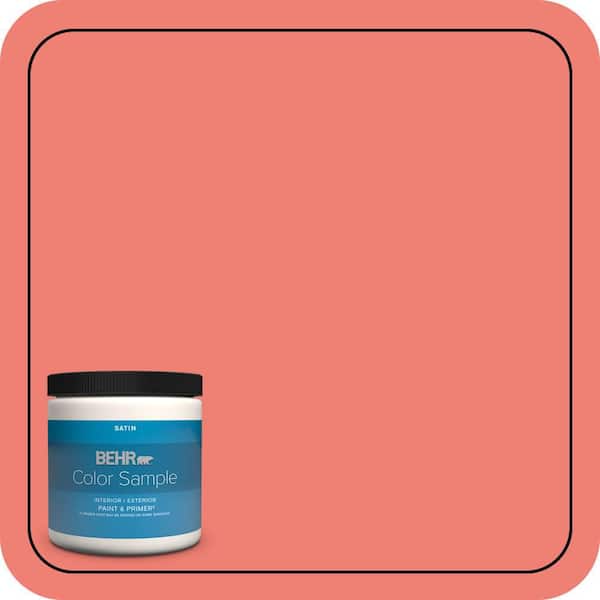 BEHR PREMIUM PLUS 8 oz. #170B-5 Youthful Coral Satin Enamel Interior/Exterior Paint & Primer Color Sample