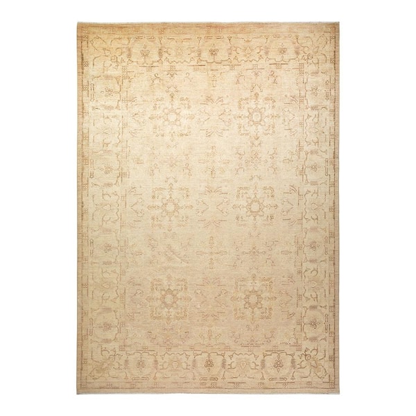 Solo Rugs Eclectic One of a Kind Contemporary Beige 9 ft. 2 in. x 12 ft. 10 in. Floral Area Rug