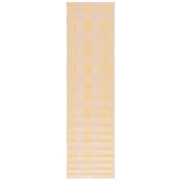 Courtyard Gold/Beige 2 ft. x 8 ft. Plaid Indoor/Outdoor Runner Rug