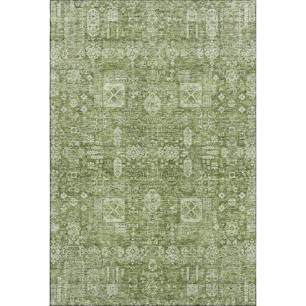 Addison Rugs Mayfield Premium Machine Washable Indoor/Outdoor Geometric AMF637 Aloe 3 ft. x 5 ft. Area Rug