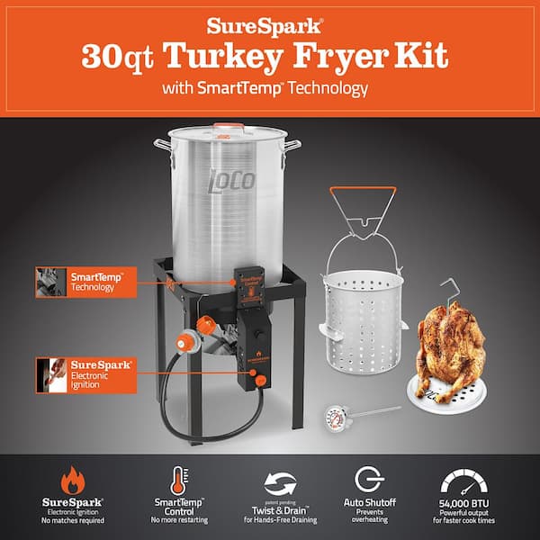 Turkey Fryer selling Kit SmartTemp LoCo Cookers 30 Qt Aluminum Deep Fryer New