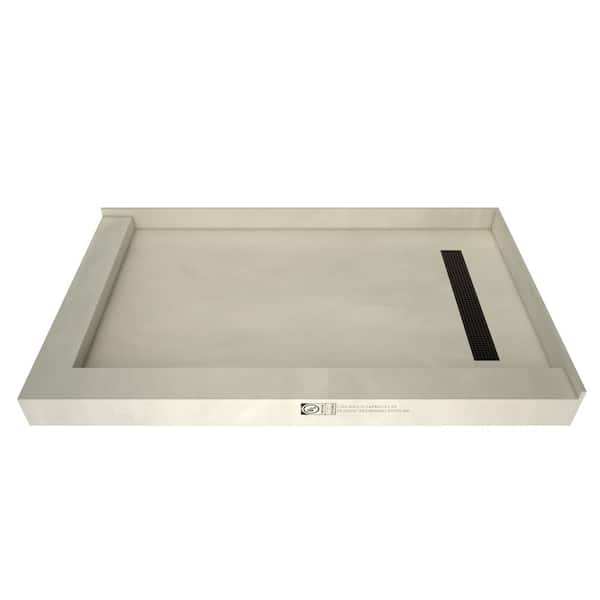 Tile Redi Redi Trench 30 in. x 48 in. Double Threshold Shower Base with Right Drain and Oil Rubbed Bronze Trench Grate