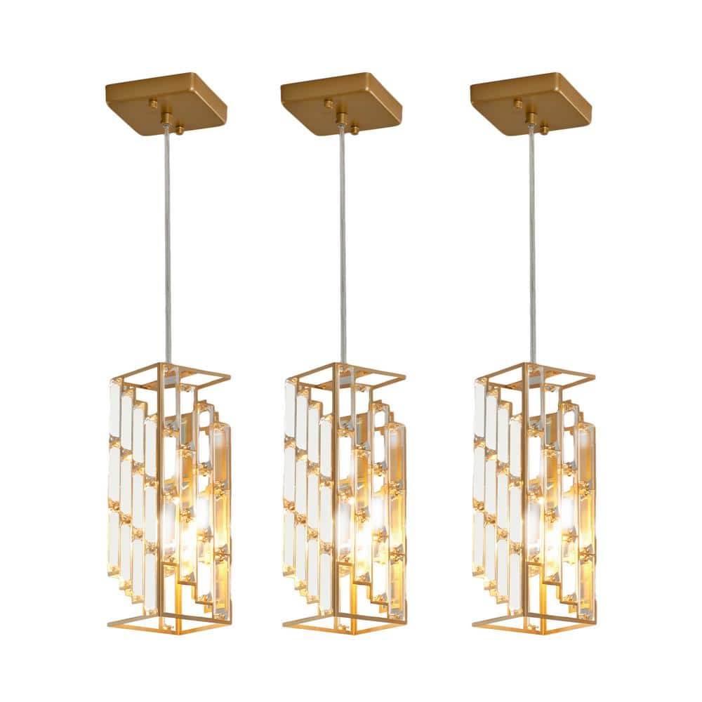 4.1 in. 3-Light Gold Modern Industrial Pendant Light with Crystal Glass Shades and Adjustable Height price history on PriceWatchPro