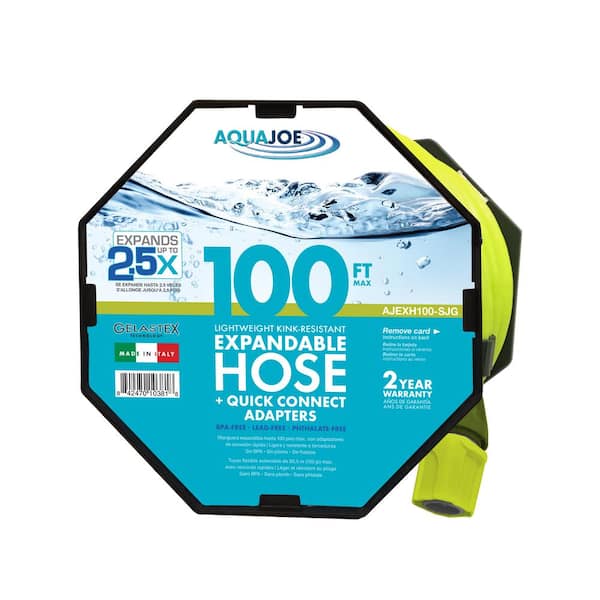 Sun Joe 1/2 in. x 100 ft. Expandable Gelastex Lightweight Kink-Free Hose w/Quick Connectors