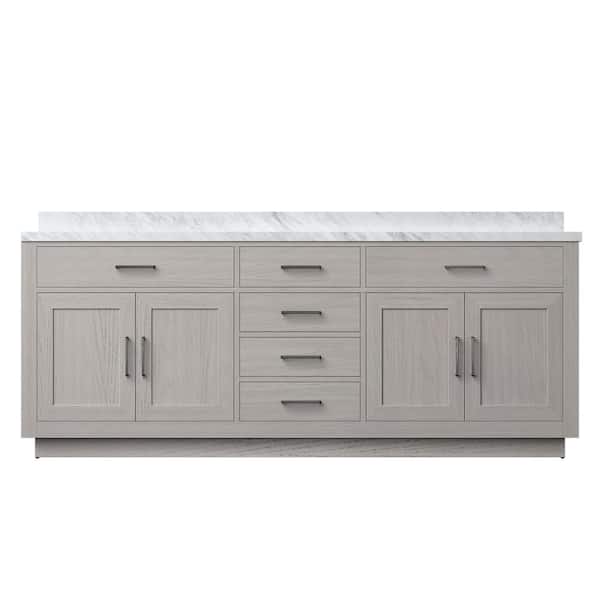 Condor 84 in. W x 22 in. D White Oak Double Bath Vanity with Carrara Marble Top