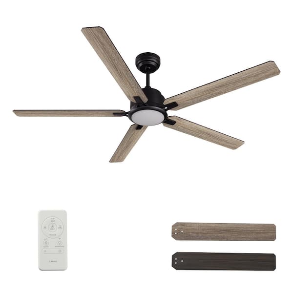 CARRO Essex II 60 in. Dimmable LED Indoor/Outdoor Black Smart Ceiling Fan with Light and Remote, Works with Alexa/Google Home