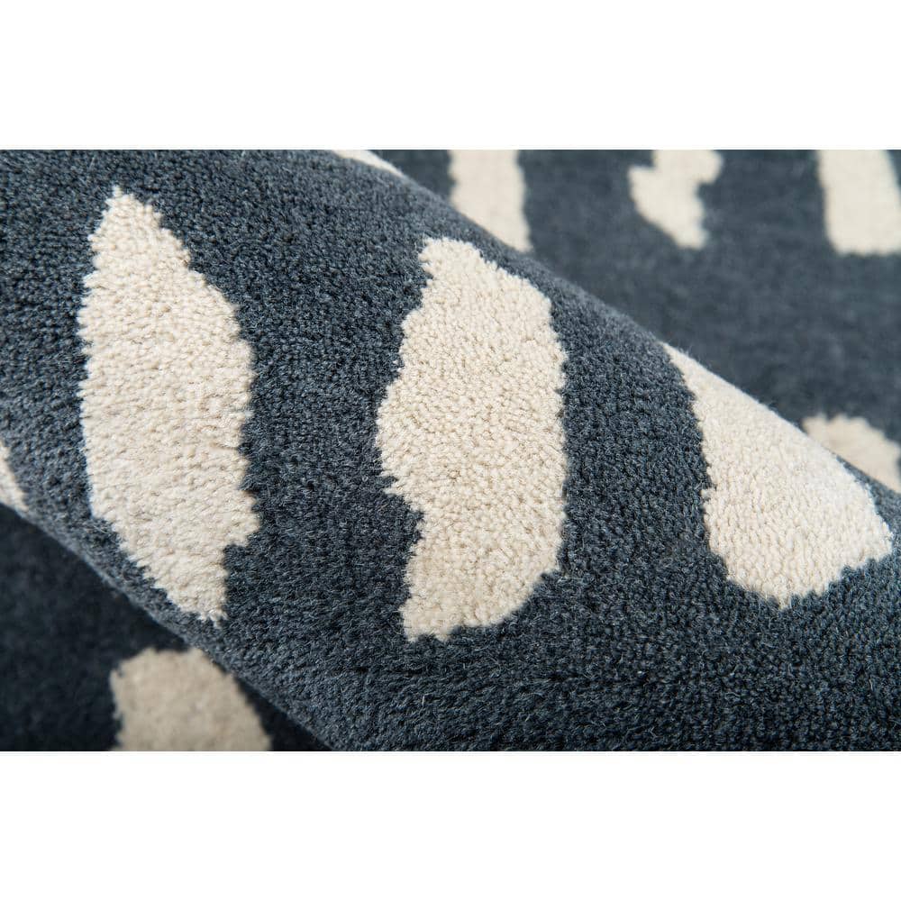 Handmade Geometric Tufted Blue Wool Area Rug 8' x 10'