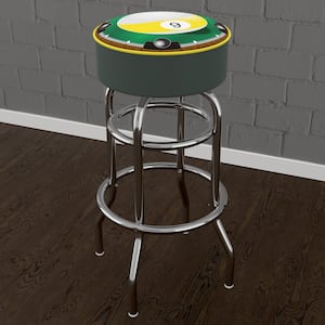 9 Ball 31 in. Yellow Backless Metal Bar Stool with Vinyl Seat