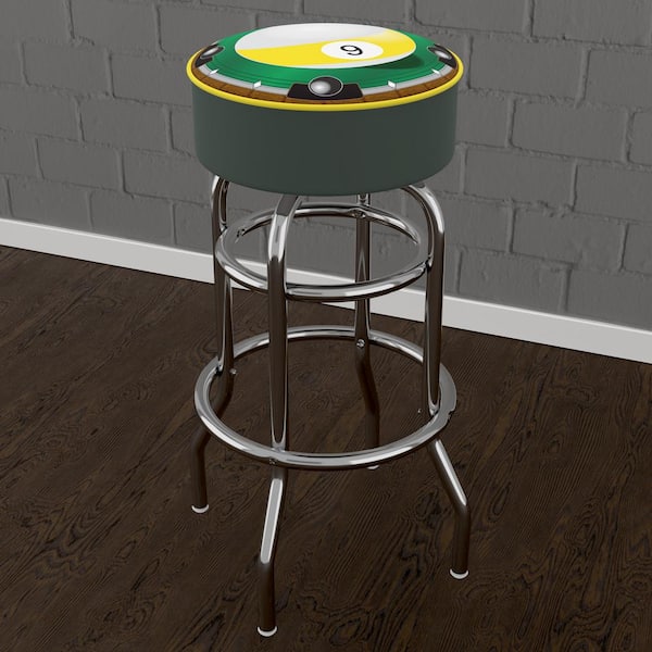 Unbranded 9 Ball 31 in. Yellow Backless Metal Bar Stool with Vinyl Seat