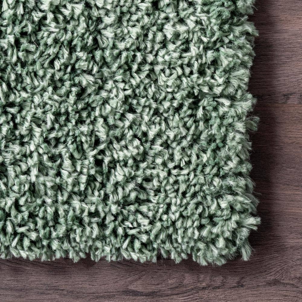 Kara Green Solid Shag 2' x 3' Synthetic Area Rug