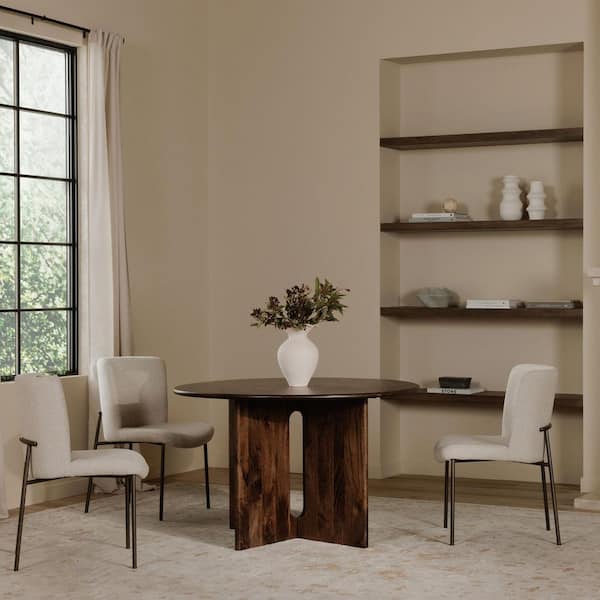 Amaris Beige Performance Fabric Curved Back with Bronze Metal Frame Dining Chair