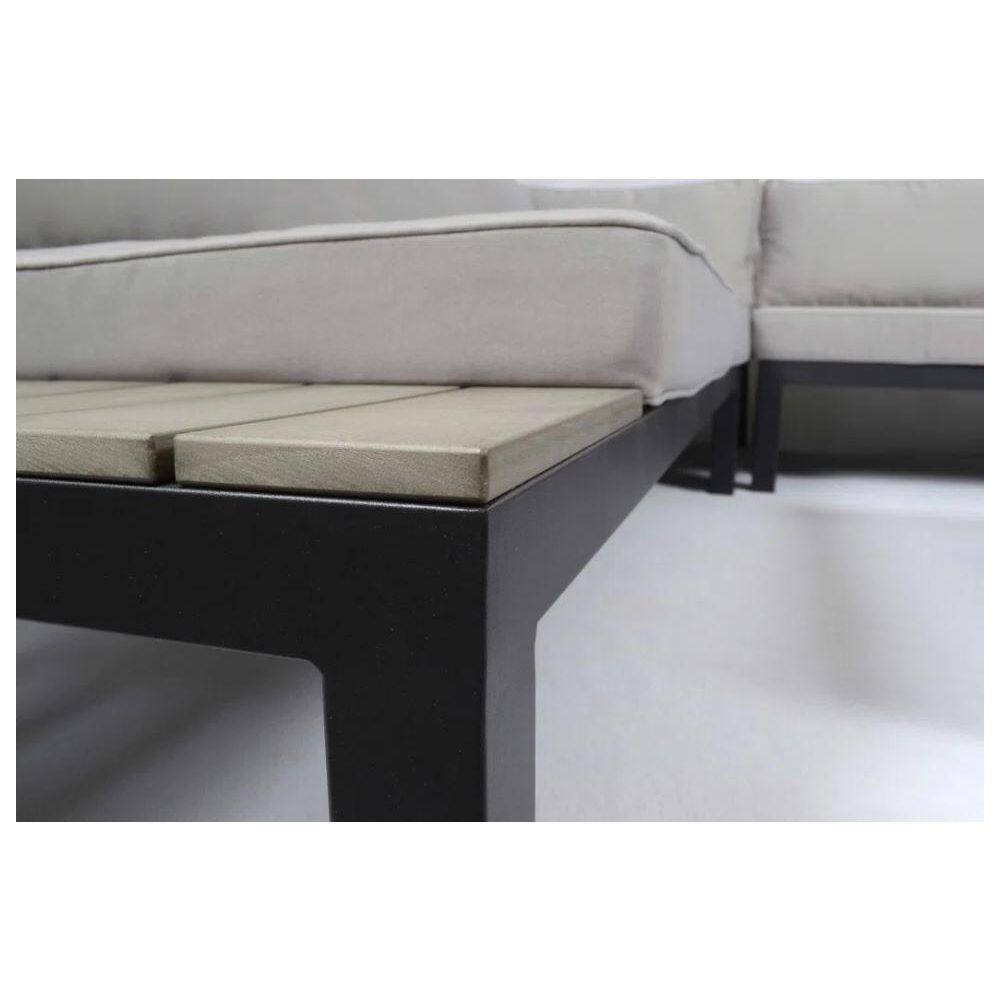 Light Gray Aluminum 5-Person Outdoor Sectional Set with Poly-Lumber Table