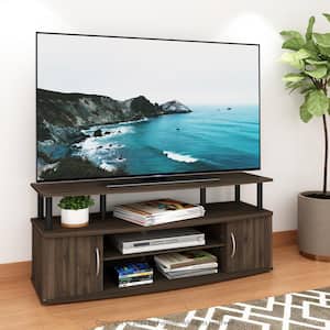 JAYA 47 in. Columbia Walnut and Black Wood TV Stand Fits TVs Up to 50 in. with Cable Management