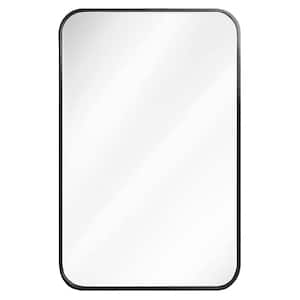 22 in. W x 30 in. H Matte Black Metal Framed Rounded Corner Rectangular Wall Mirror
