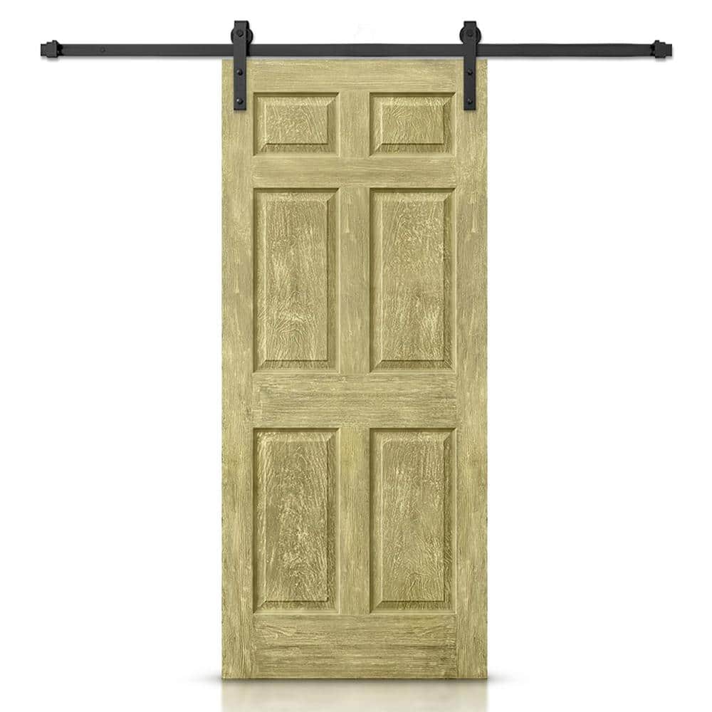 36 in. x 80 in. Antique Gold Paint Composite MDF 6 Panel Interior Sliding Barn Door with Hardware Kit price history on PriceWatchPro