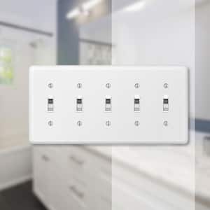 Declan 5 Gang Toggle Steel Wall Plate - White