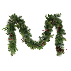 9 ft. x 10 in. Green Decorated Christmas Garland with 180 Tips