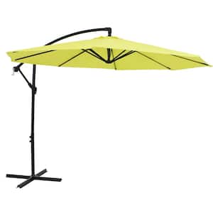 9.5 ft. Steel Cantilever Offset Outdoor Patio Umbrella with Crank in Sunshine