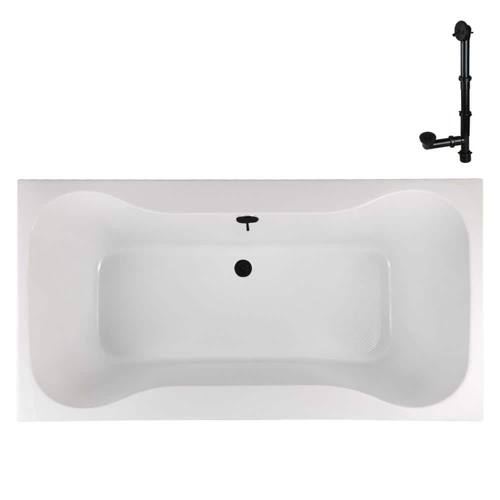 N-4460-766-BL 60 in. x 32 in. Rectangular Acrylic Soaking Drop-In Bathtub, with Center Drain in Matte Black price history on PriceWatchPro