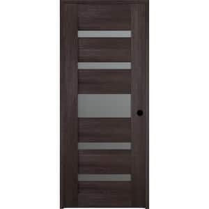 Vona 07-05 18 in. x 84 in. Right-Hand Frosted Glass Solid Composite Core Veralinga Oak Wood Single Prehung Interior Door