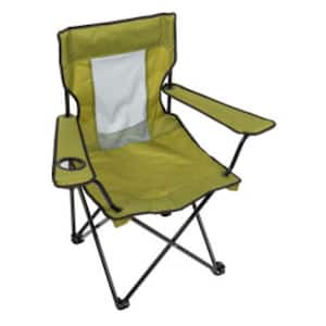 Green Polyester Mesh Back Quad Camping Chair