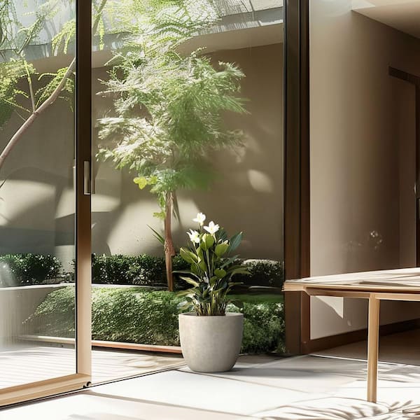 Sapcrete Lightweight 10in. x 9.5in. Pale Yellow Extra Large Tall Round Concrete Plant Pot/Planter for Indoor & Outdoor