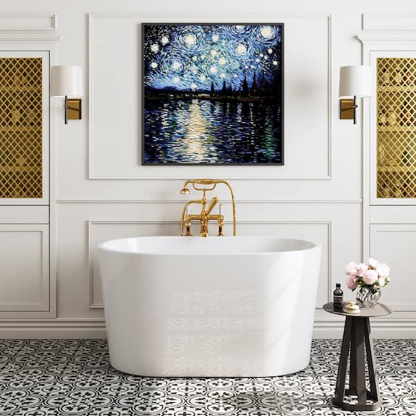 47 in. x 26.8 in. Soaking Bathtub with Side Drain in White/Golden