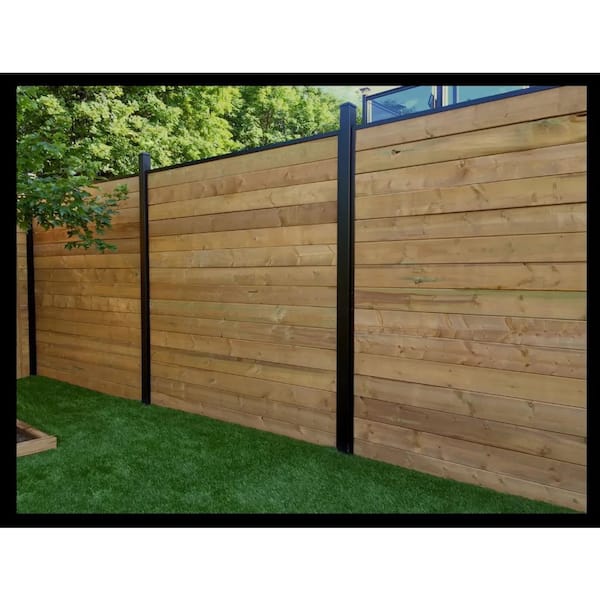 81 in. x 1-1/4 in. x 1-1/4 in. Black Aluminum Fence Channels, for 7ft. High fence, 2 per pack, includes screws